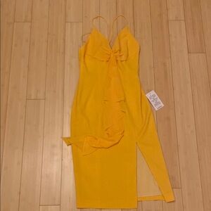 NWT Jay Godfrey Yellow Strap Dress With Ruffle